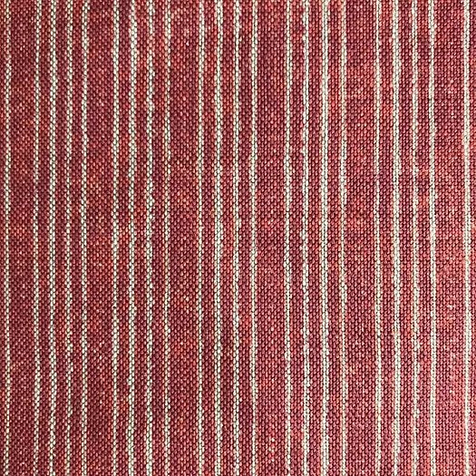 Tribes Narrow Stripe, Earth Red & Maroon Linen Fabric | Julia Brendel
