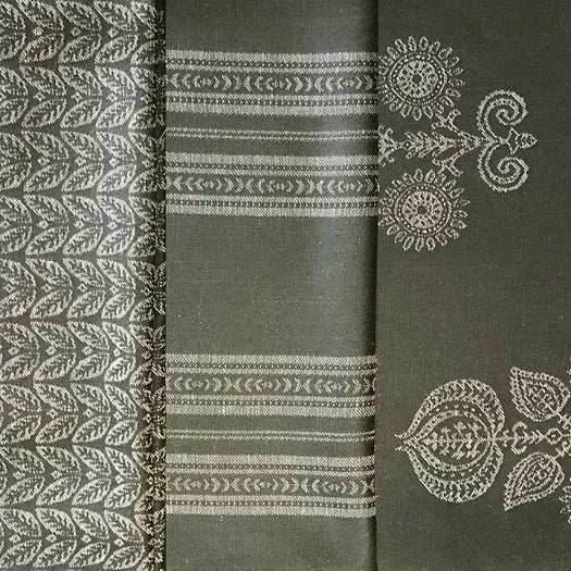 Memory Leaf Design Forest Green Linen Fabric | Julia Brendel