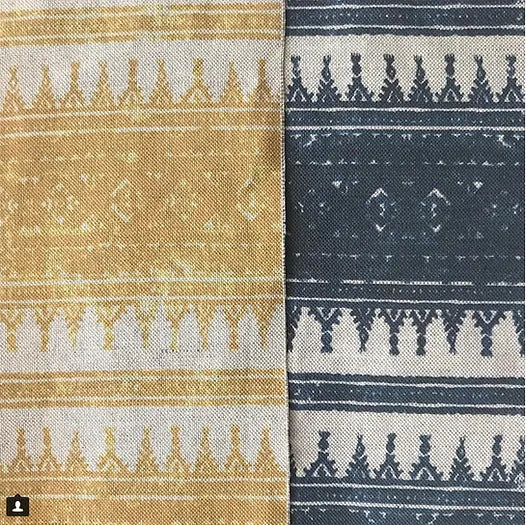 Tribes Horizontal Stripe, Golden Amber Linen Fabric | Julia Brendel