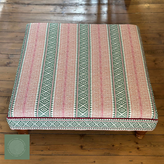 Aztec Chevron Stripe Fabric in Emerald Green & Magento Pink | Julia Brendel