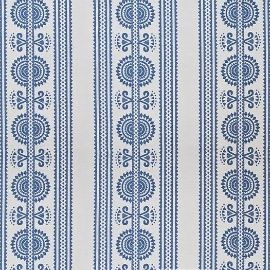 Kurpie Polish Folk Inspired Blue & Ivory Striped Fabric | Julia Brendel