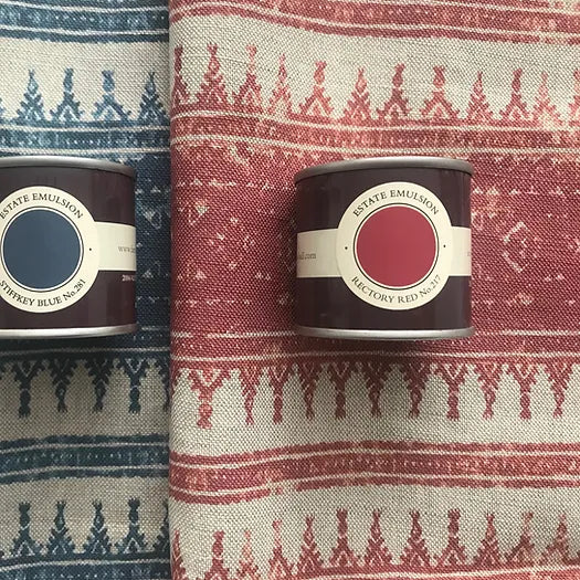 Tribes Horizontal Stripe, Red Earth Linen Fabric | Julia Brendel