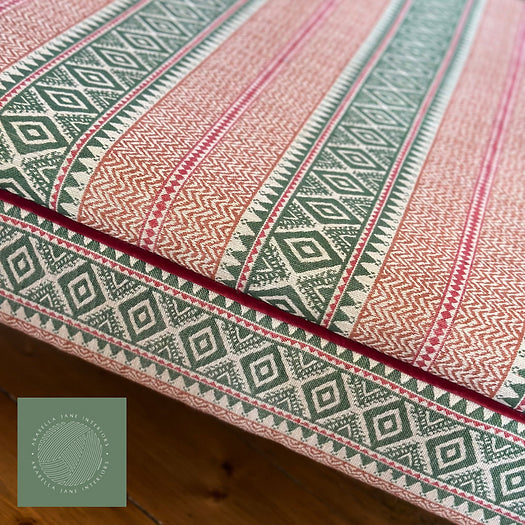 Aztec Chevron Stripe Fabric in Emerald Green & Magento Pink | Julia Brendel