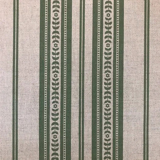 Memory Striped Forest Green on Ivory Linen Fabric | Julia Brndel