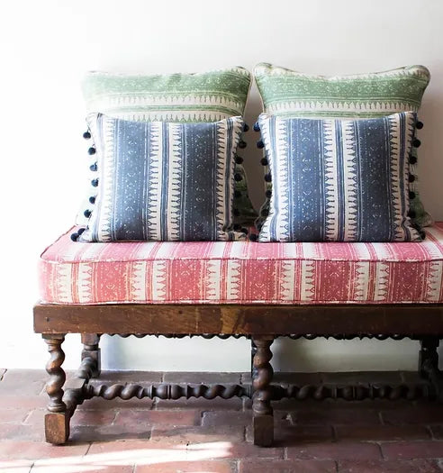 Tribes Horizontal Stripe, Red Earth Linen Fabric | Julia Brendel