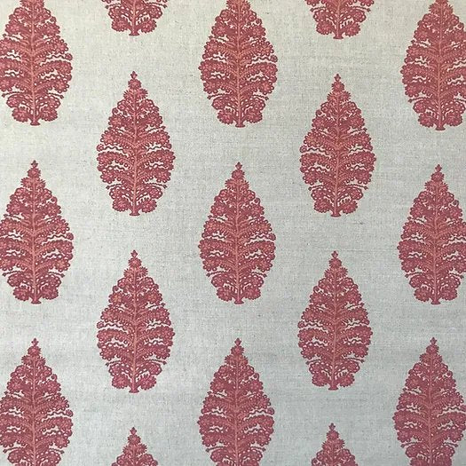 Laibik Large Print Vibrant Red & Earth Tone Natural Linen Fabric | Julia Brendel
