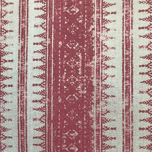 Tribes Horizontal Stripe, Bold Raspberry Linen Fabric | Julia Brendel