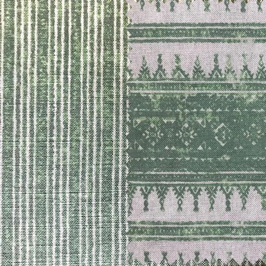 Tribes Narrow Stripe, Wheatgrass Geen Linen Fabric | Julia Brendel