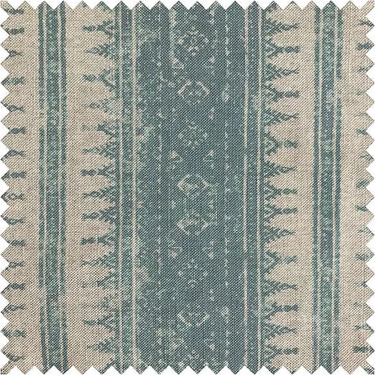 Tribes Horizontal Stripe, Blue Stone Linen Fabric | Julia Brendel