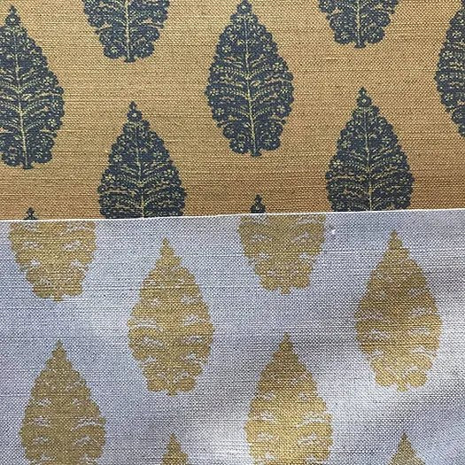 Laibik Small Print Amber & Natural Linen Fabric | Julia Brendel