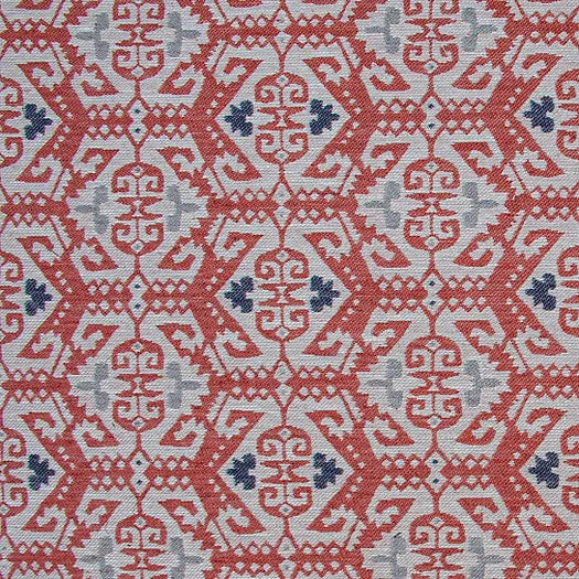 Aztec Chevron Stripe Fabric | Navy, Orange & Grey | Julia Brendel