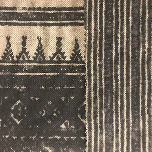 Tribes Narrow Stripe in Charcoal, Linen Fabric | Julia Brendel