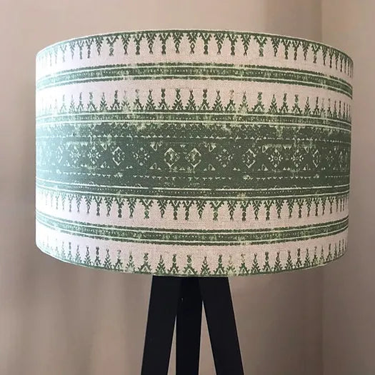 Tribes Horizontal Stripe, Wheatgrass Green Linen Fabric | Julia Brendel