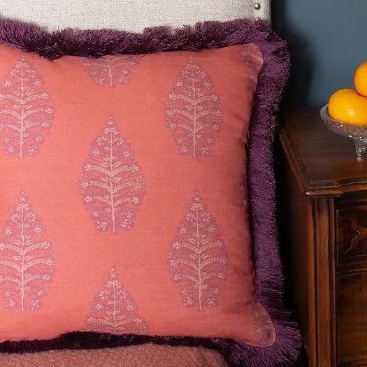 Laibik Large Print in Bold Summertime Reds Natural Linen Fabric | Julia Brendel