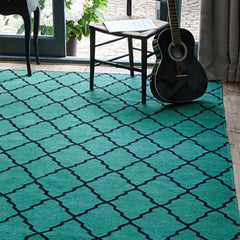 Fez Rug in Emerald and black Jennifer Manners Morrocan kelim 