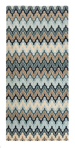 Flamestitch Sea' Handwoven Blue, Beige & Cream Runner