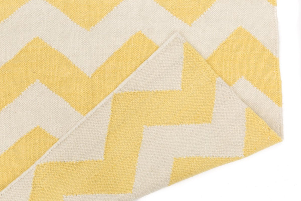 Flatwoven New Zealand Wool Marigold Chevron Zig-Zag Rug