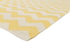 Flatwoven New Zealand Wool Marigold Chevron Zig-Zag Rug