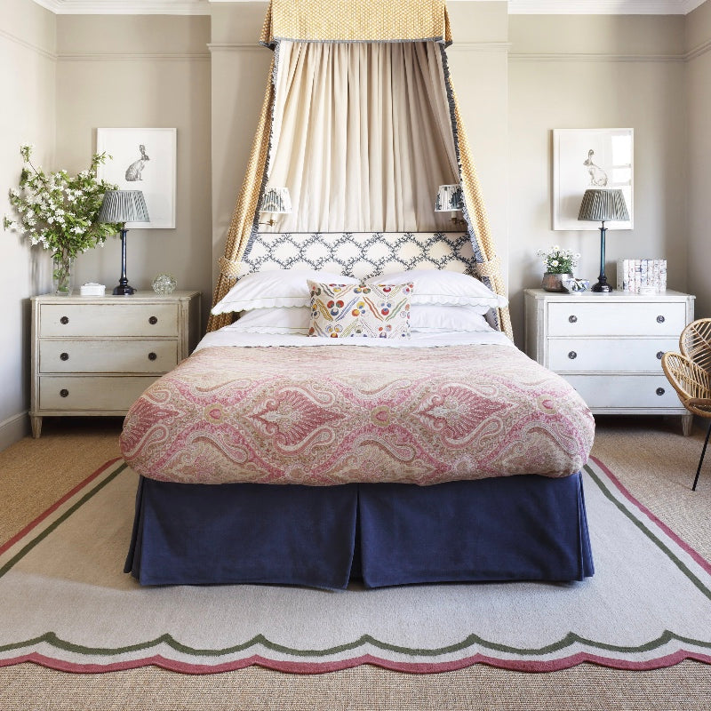 Cerise Pink & Forest Green Scalloped Rug | Salvesen Graham X Jennifer ...