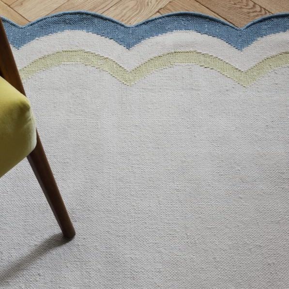 Flatwoven Lemon & Ocean Blue Scallop Rug | Salvesen Graham X Jennifer ...
