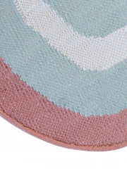 Flatwoven Sky Blue & Rustic Pink Scallop Rug