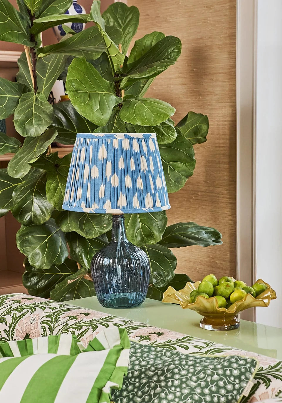 Ribbed Glass Table Lamp | Ocean Blue | Casa by JJ