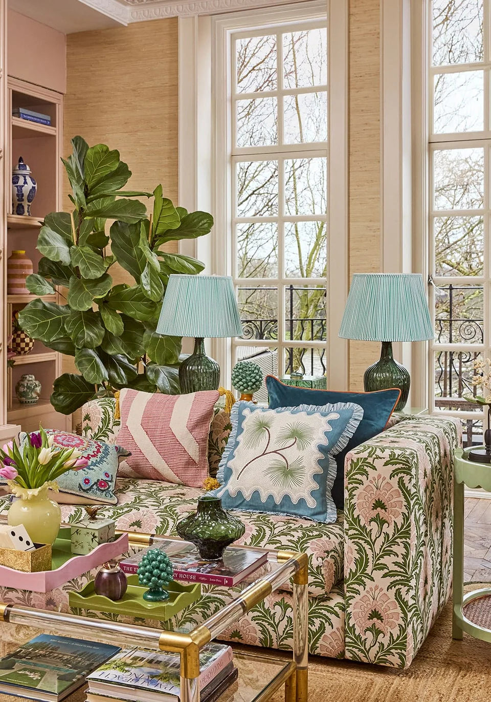 Ribbed Glass Table Lamp | Olive Green | Casa by JJ