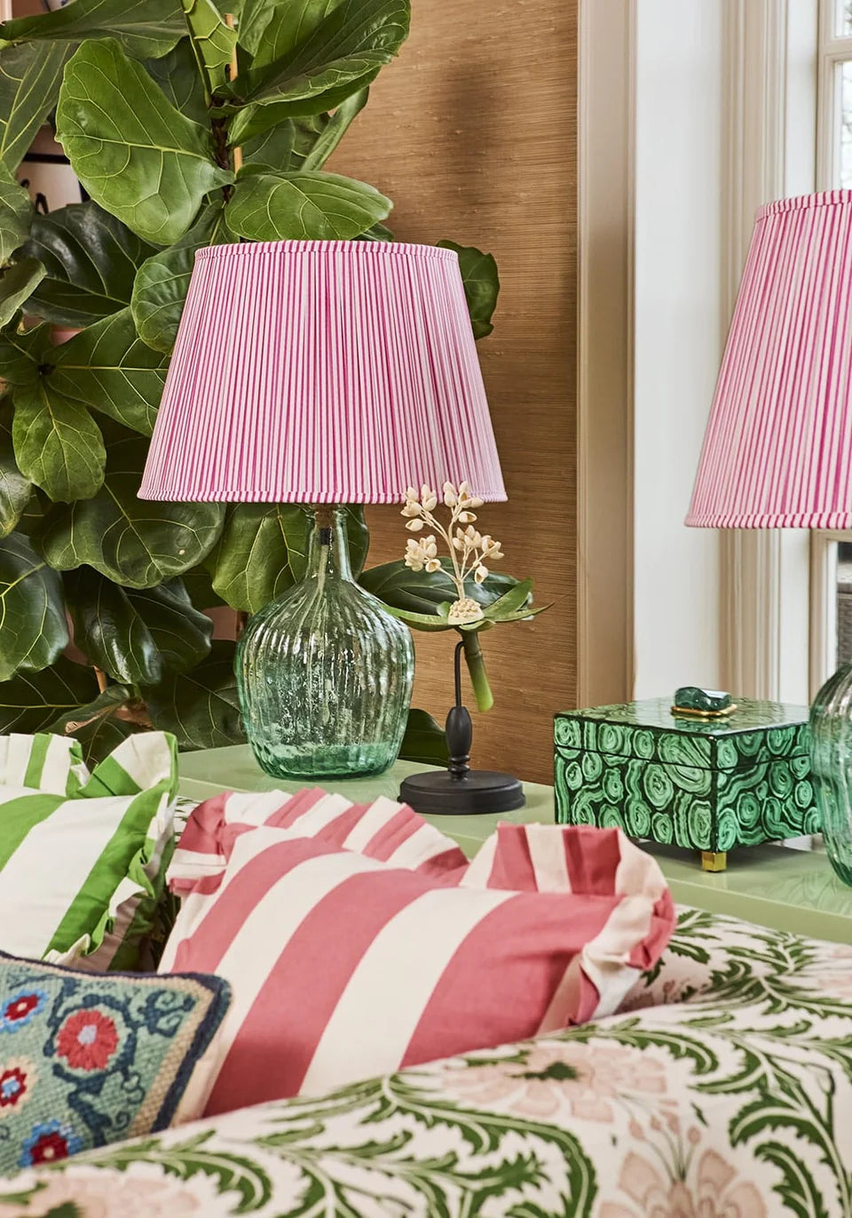 Ribbed Glass Table Lamp | Light Green | Casa by JJ