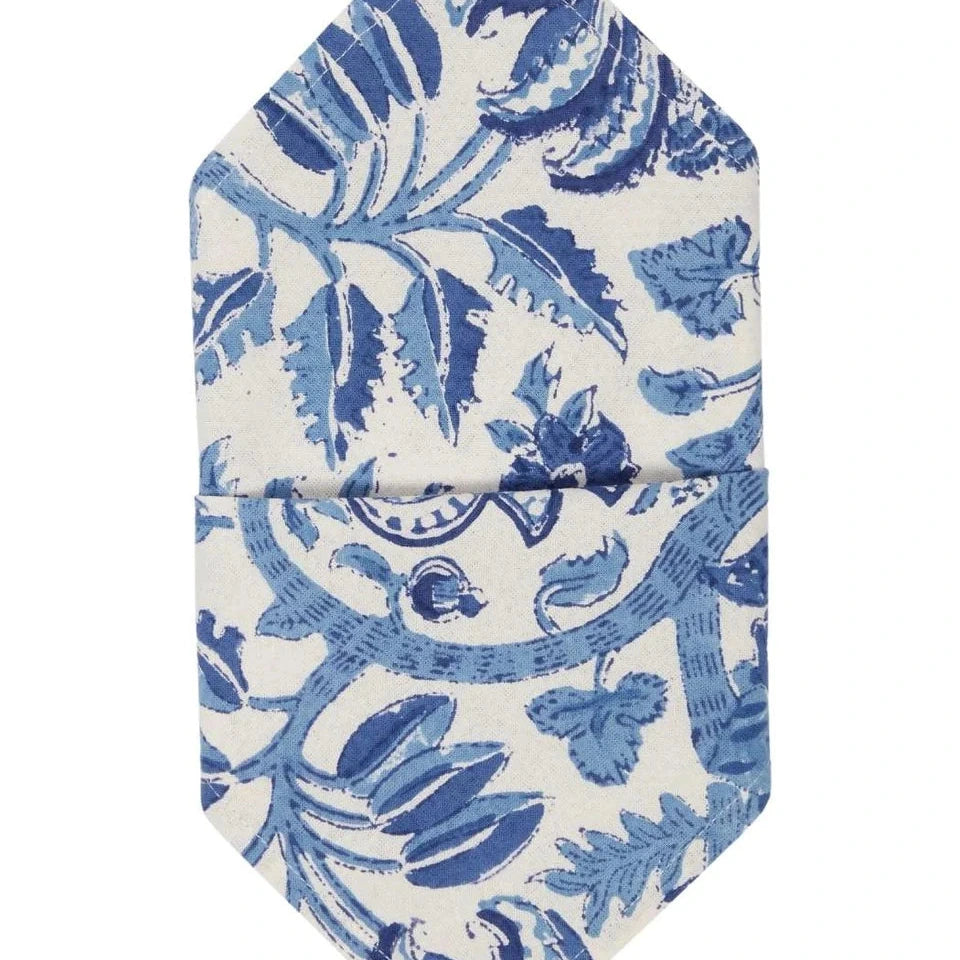 Set of 4 Blue & White Floral Table Napkins | Cass By JJ