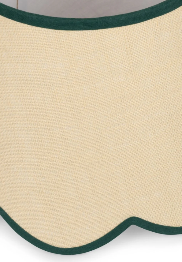 Jute Scallop Lampshade with a  Green Trim | Casa byJJ
