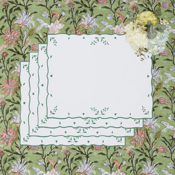 Pink & Green Jaipur Floral Print Tablecloth  | Cass By JJ