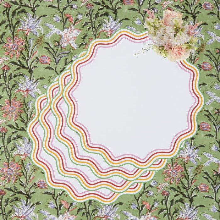 Pink & Green Jaipur Floral Print Tablecloth  | Cass By JJ