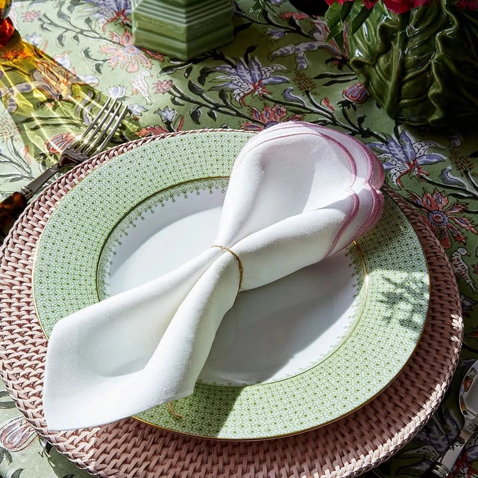 Pink & Green Jaipur Floral Print Tablecloth  | Cass By JJ