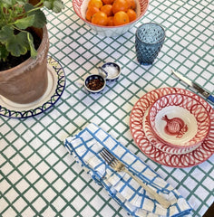 Ruffle Green Check Tablecloth