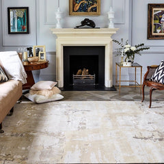 Marble effect designer wool rug natural tones Jennifer Manners 