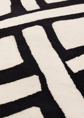 Hand Tuffed New Zealand Wool Black Ivory Rug Crossed Path