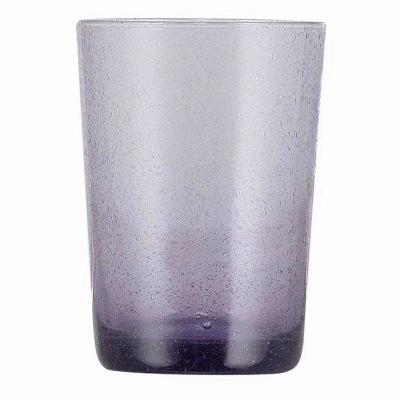 Handmade Hand Blown Bubble Glass Unique Tumbler Cup Violet Purple