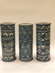 Handmade Hand Painted Clay Cylinder Patterned Vase