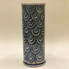 Handmade Hand Painted Clay Cylinder Patterned Vase