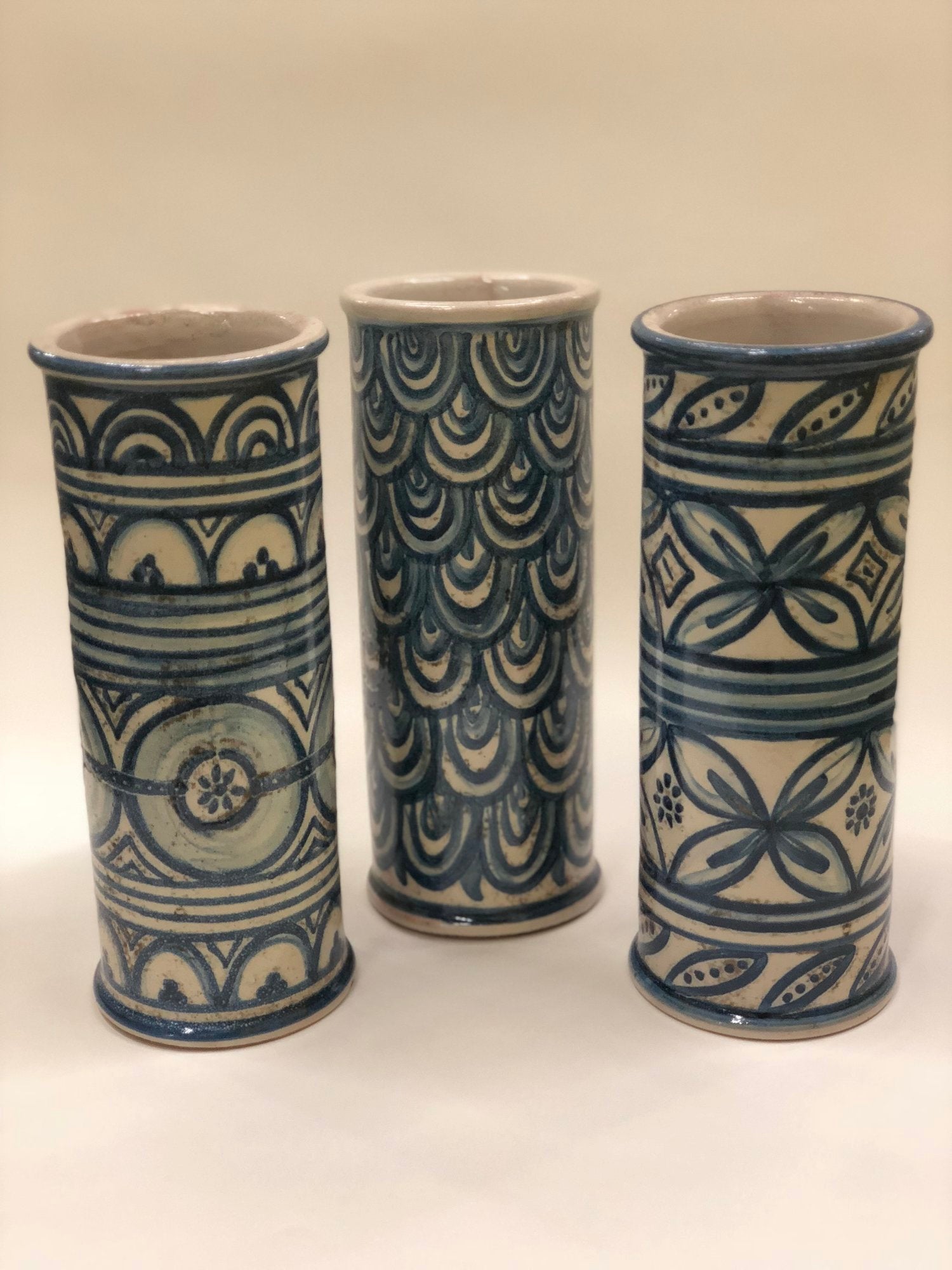 Handmade Hand Painted Cylinder Patterned Vase