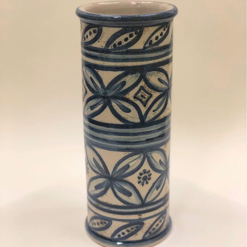 Handmade Hand Painted Cylinder Patterned Vase