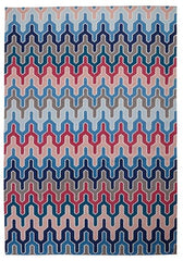 Handwoven New Zealand Wool Berry Multicoloured Flame Like Patterned Rug Flamestitch