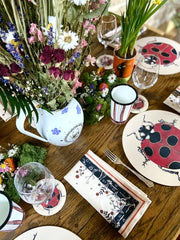 Lady Bird' Black, Red & Ivory Floral Napkin