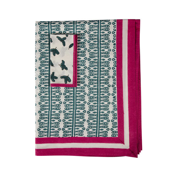 Kelling Home Teal Hearts & Minds Tablecloth- Napkins Incuded