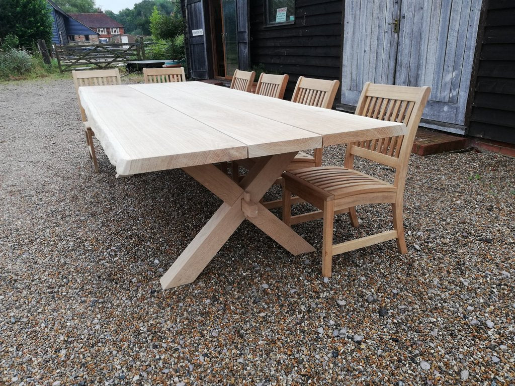 Solid Oak Crossed Leg Garden Table