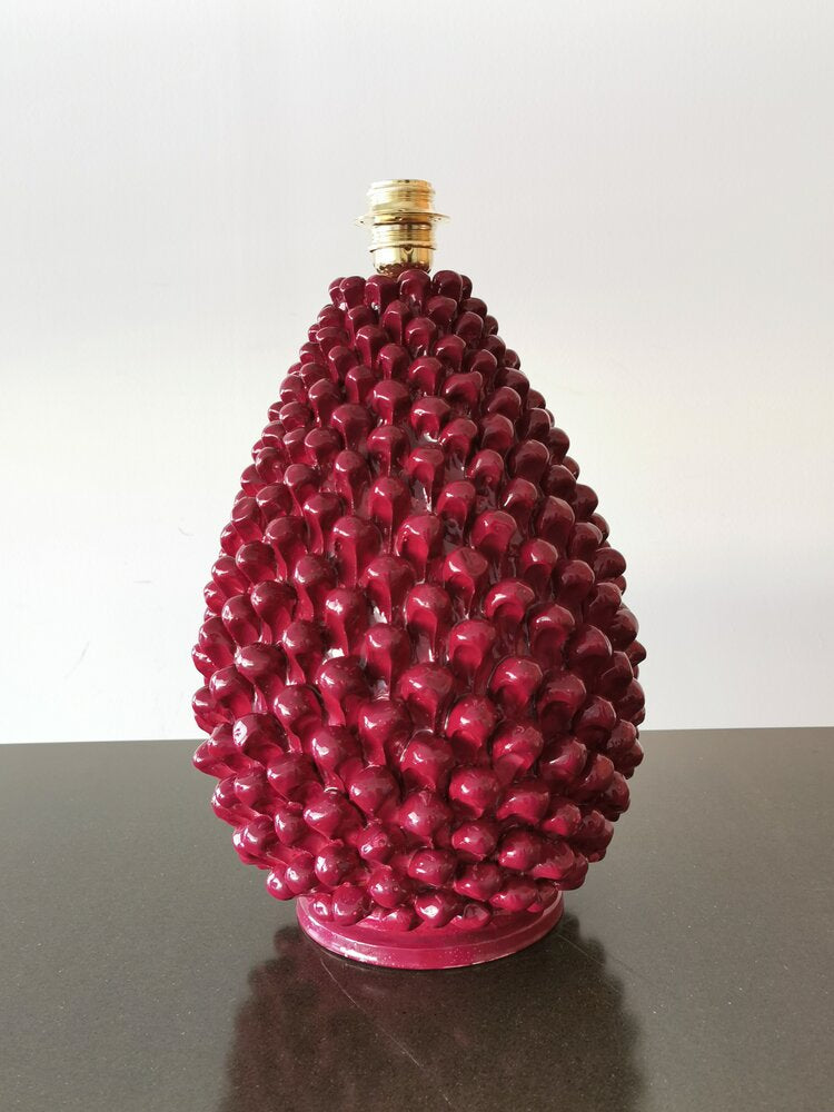 Handmade Sicilian Ceramic Pietro Pinecone Green Lamp