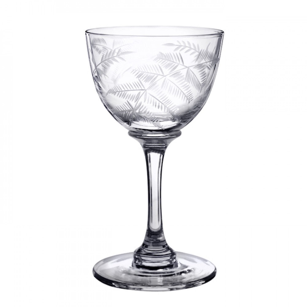 Set of 6 Crystal Liquer Glasses with Fern Design