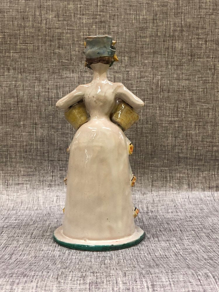 Lady with Lemon Basket' Sicilian Ceramic Lumera