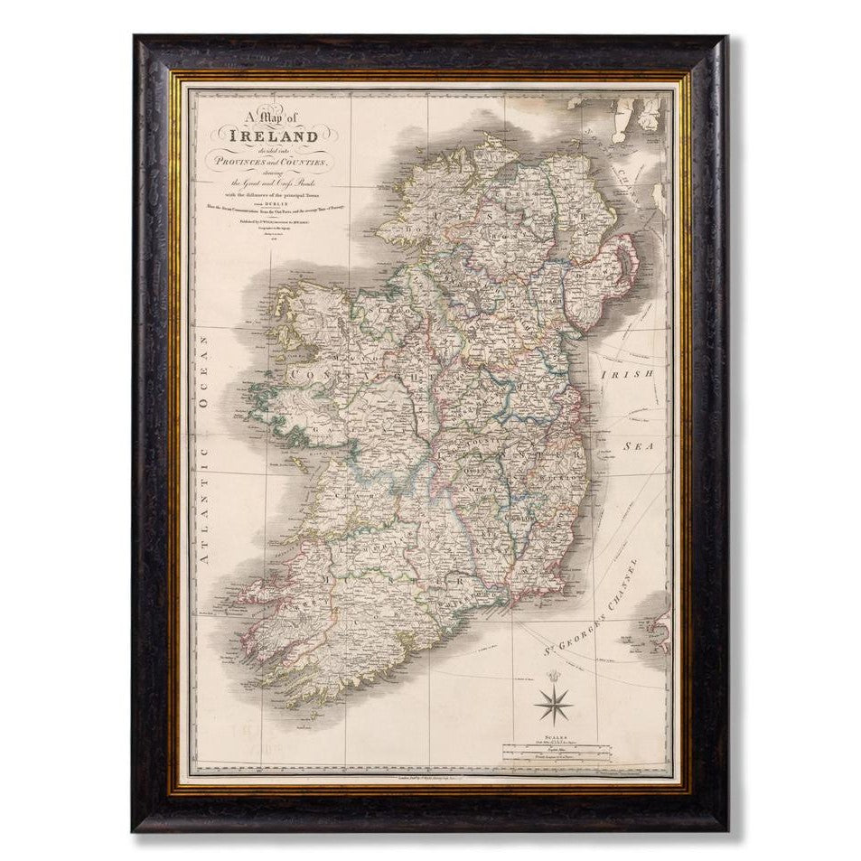 C. 1838 Map of Ireland Vintage Print