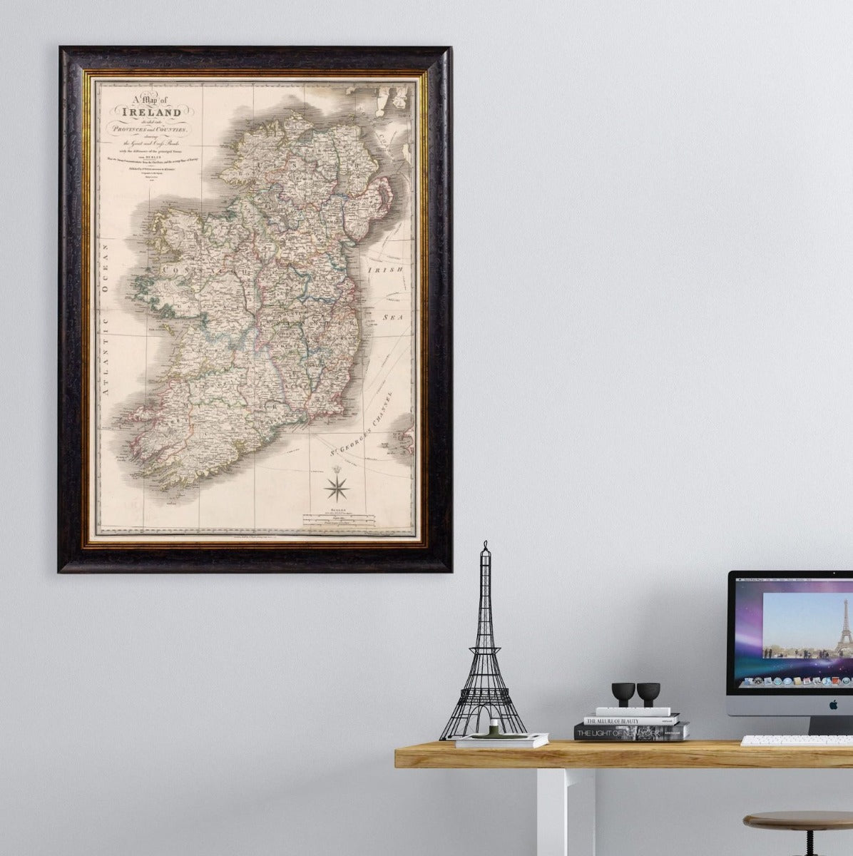 C. 1838 Map of Ireland Vintage Print